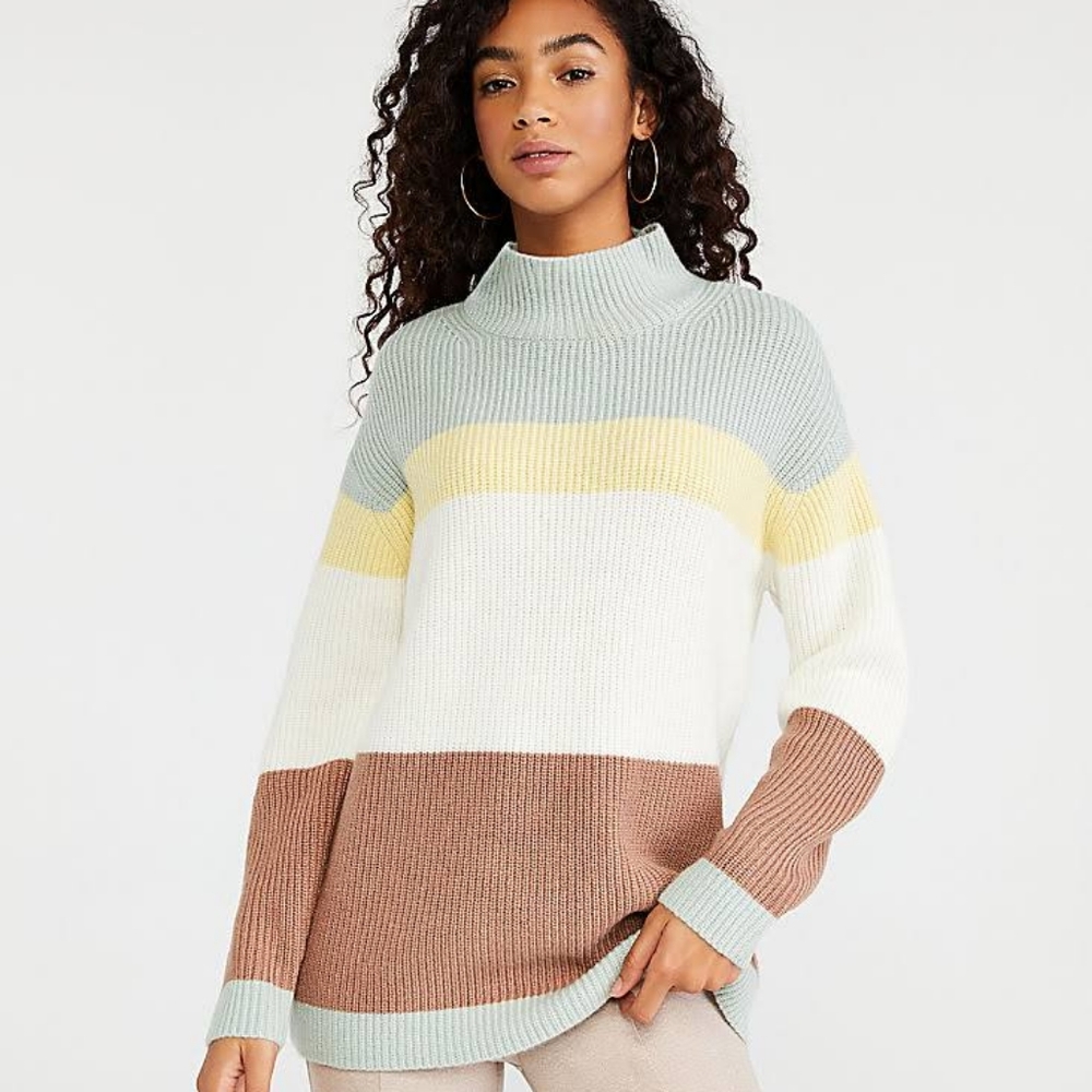 Ann Taylor Mock Neck Tunic Sweater